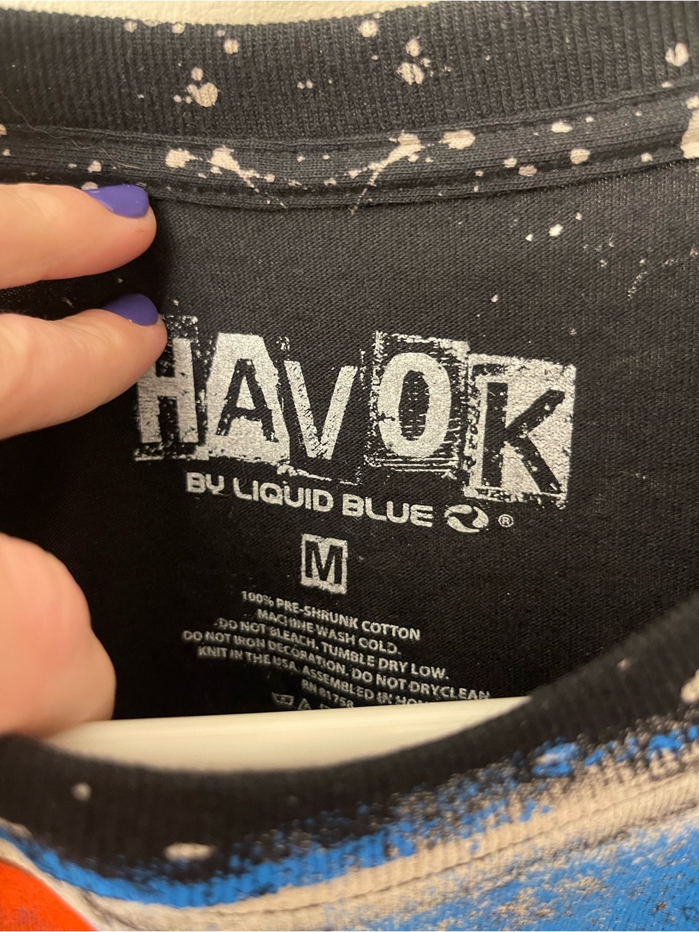 Liquid Blue Havok Graphic Tee — Black with Blue, Orange & White - Picture 4 of 4